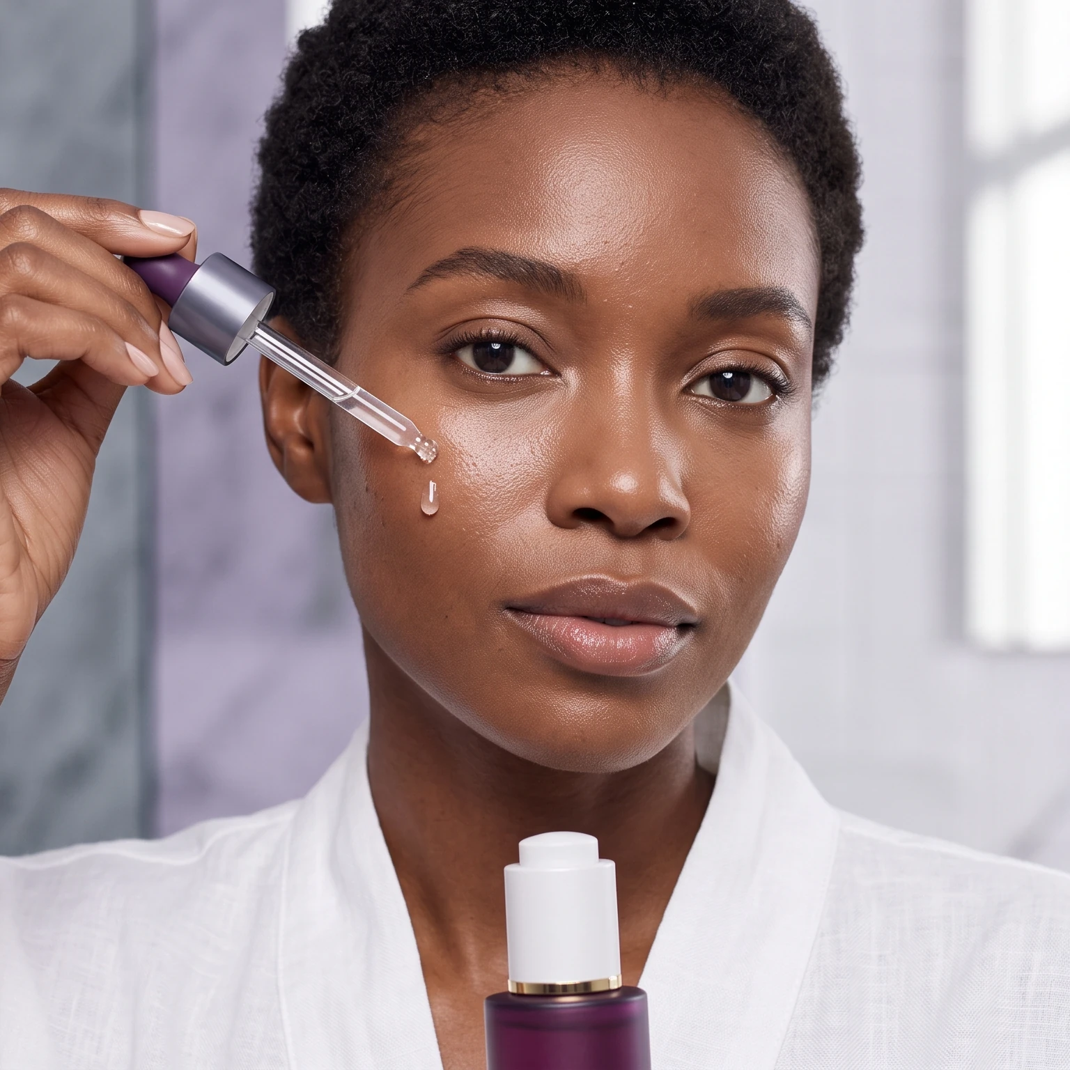 Woman applying moisturizer during her daily skincare routine
